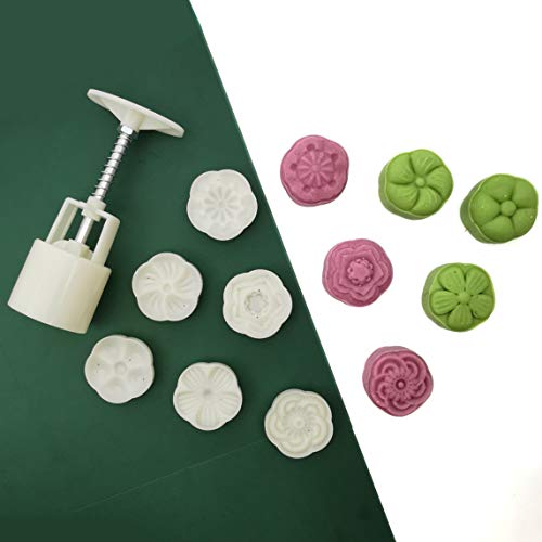 SUNEKE Pebbles Stamp Moon Cake Stamp, Pebbles Press Mid Autumn Festival DIY Decoration Press Pebbles Round Pebbles Pebbles Set Fondant Cake Decoration(Round 6 Flowers,50g) - Image 1