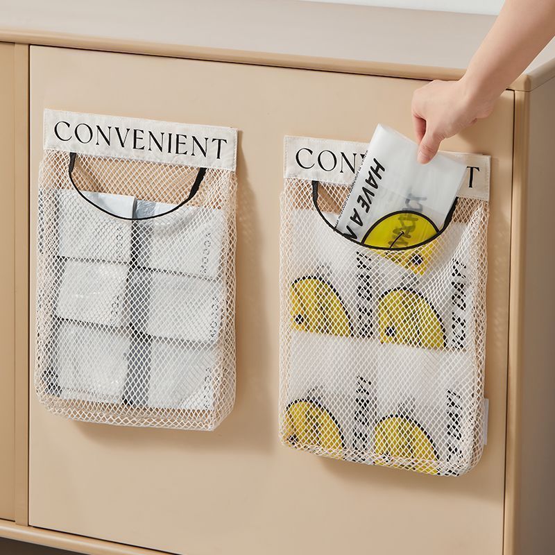 Kitchen Garbage Bag Storage Multi-Functional Cabinet Door Mesh Bag Storage Wall-Mounted Plastic Bag Bag With Large Capacity - Image 5