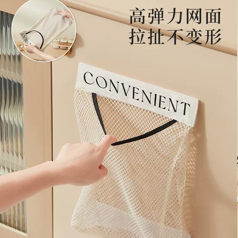 Kitchen Garbage Bag Storage Multi-Functional Cabinet Door Mesh Bag Storage Wall-Mounted Plastic Bag Bag With Large Capacity - Image 3