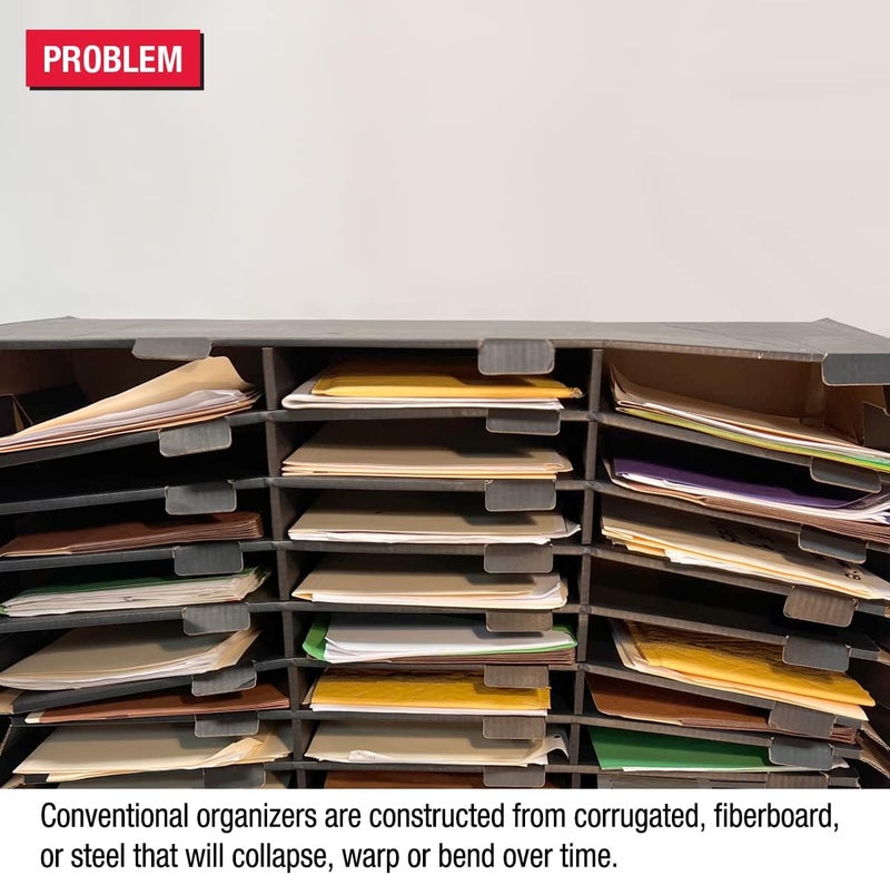 Ultimate Office TierDrop Desktop Organizer Document, Forms, Mail, and Classroom Sorter with Optional Add-On Tiers for Easy Expansion (Gray w/Black, 6-Compartment Unit) - Image 2