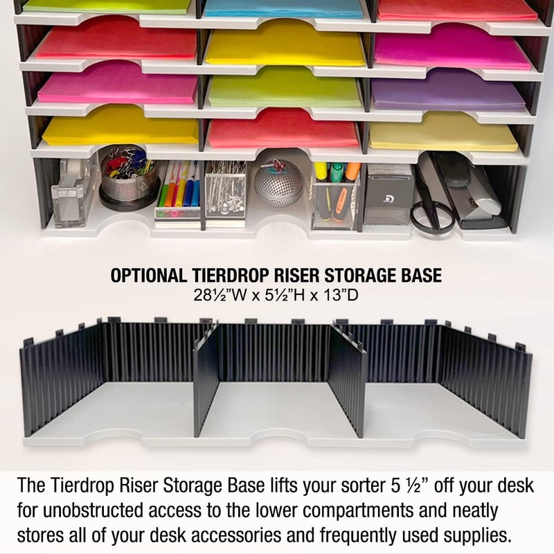 Ultimate Office TierDrop Desktop Organizer Document, Forms, Mail, and Classroom Sorter with Optional Add-On Tiers for Easy Expansion (Gray w/Black, 6-Compartment Unit) - Image 4