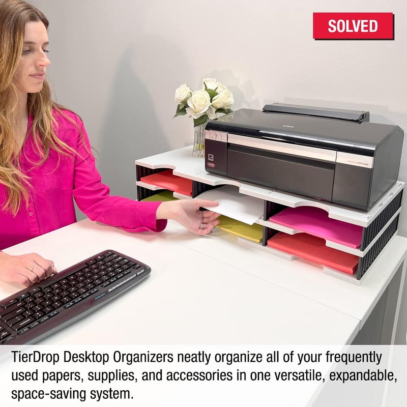Ultimate Office TierDrop Desktop Organizer Document, Forms, Mail, and Classroom Sorter with Optional Add-On Tiers for Easy Expansion (Gray w/Black, 6-Compartment Unit) - Image 3