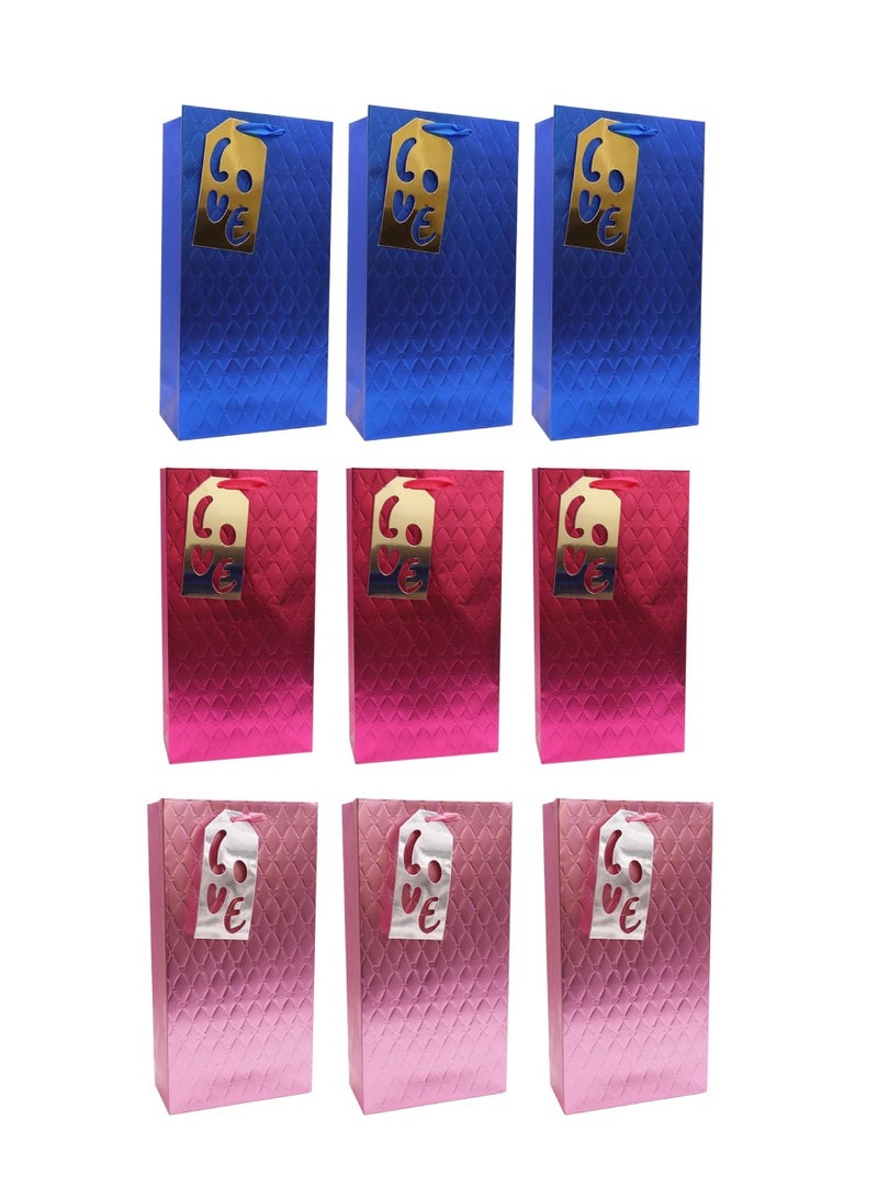 Yuwell Gift Bags With Comfortable Handle Set Of 9 Pcs For Birthday Wedding Gift Shopping And More Multicolor Love Bag 18L x 8.5W x 35H - Image 1