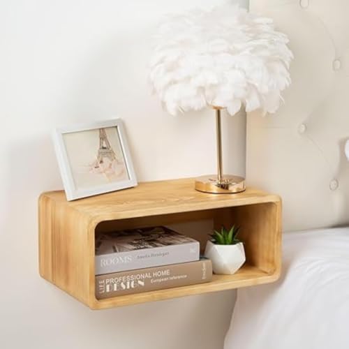 Crysellewoods Curved Wall Shelf with Drawer – Handmade Sheesham Wood Floating Table for Bedroom, Living Room & Entryway – Space-Saving Modern Accent Furniture (Model 9) - Image 1