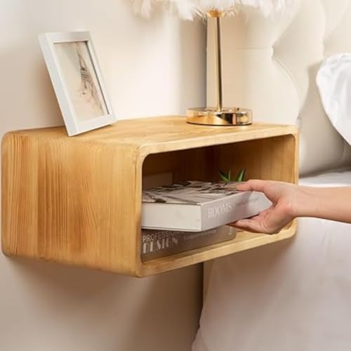 Crysellewoods Curved Wall Shelf with Drawer – Handmade Sheesham Wood Floating Table for Bedroom, Living Room & Entryway – Space-Saving Modern Accent Furniture (Model 9) - Image 3