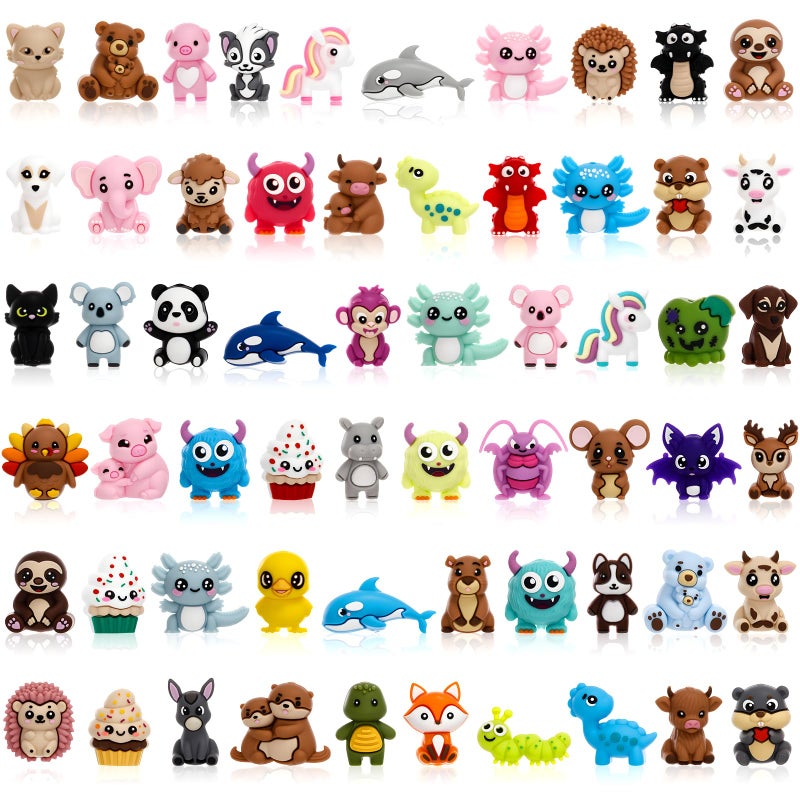 Ferreve 60 Pcs 3D Animal Silicone Focal Beads for Pens, Keychain Making, Focal Beads Bulk for Beadable Keychain DIY Crafts Necklace Bracelet Phone Chain Charms Jewelry Making - Image 1