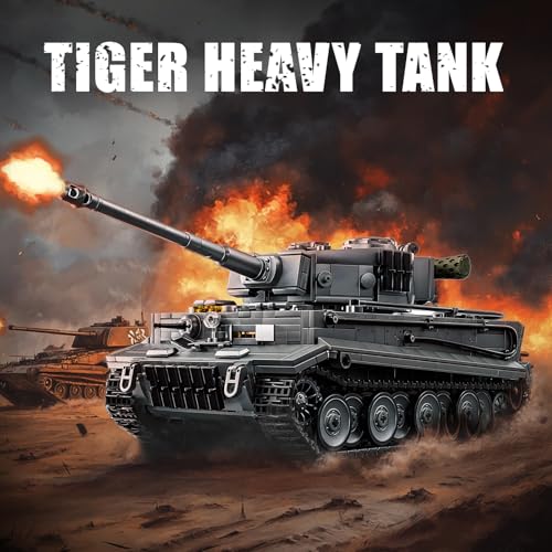 TOY PLAYER مجموعة كتل بناء دبابة النمر الثقيلة 128 للبالغين متوافقة مع ليغو مركبة عسكرية دبابات الجيش من الحرب العالمية الثانية نموذج مجموعة تاريخية لعشاق الجيش هدايا للمراهقين والأطفال الأولاد 814 1668 قطعة - Image 5