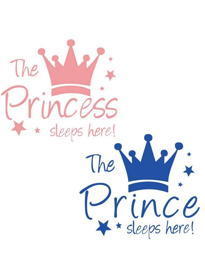 Maydahui 2Pcs Wall Sticker The Princeprincess Sleep Here 12.6 Inch Little Crown Star Art Quotes Wall Decal Decor For Living Room Bedroom - Image 1