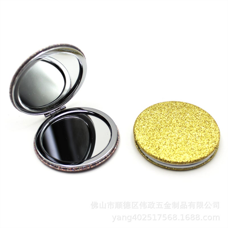 Solid Color Leather Flip Mirror Portable Small Mirror Exquisite Girl Cartoon Double-Sided Portable Cosmetic Mirror Small Gift Batch - Image 1