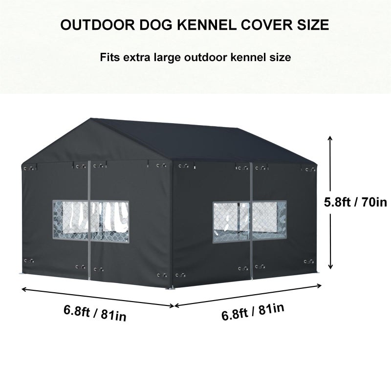 Ddeman Outdoor Dog Kennel Cover 6.7x6.7x5.8 ft - Full Coverage 600D Waterproof Oxford Fabric Dog Enclosure Covers (79â€œ Ã— 79â€ Kennel Cover, Frame not Included) - Image 2