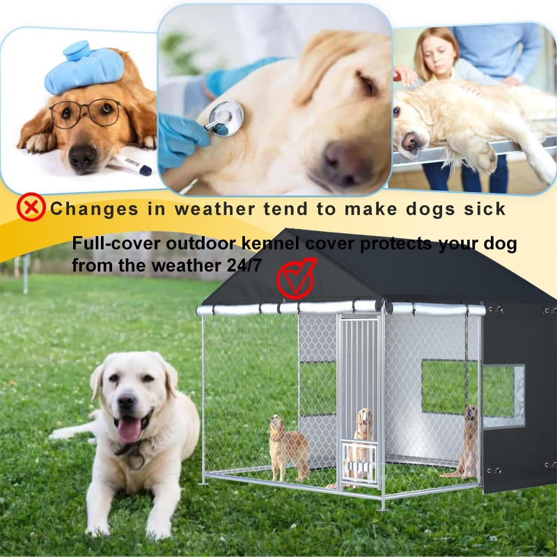 Ddeman Outdoor Dog Kennel Cover 6.7x6.7x5.8 ft - Full Coverage 600D Waterproof Oxford Fabric Dog Enclosure Covers (79â€œ Ã— 79â€ Kennel Cover, Frame not Included) - Image 4