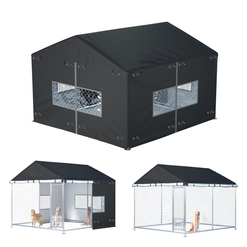 Ddeman Outdoor Dog Kennel Cover 6.7x6.7x5.8 ft - Full Coverage 600D Waterproof Oxford Fabric Dog Enclosure Covers (79â€œ Ã— 79â€ Kennel Cover, Frame not Included) - Image 1