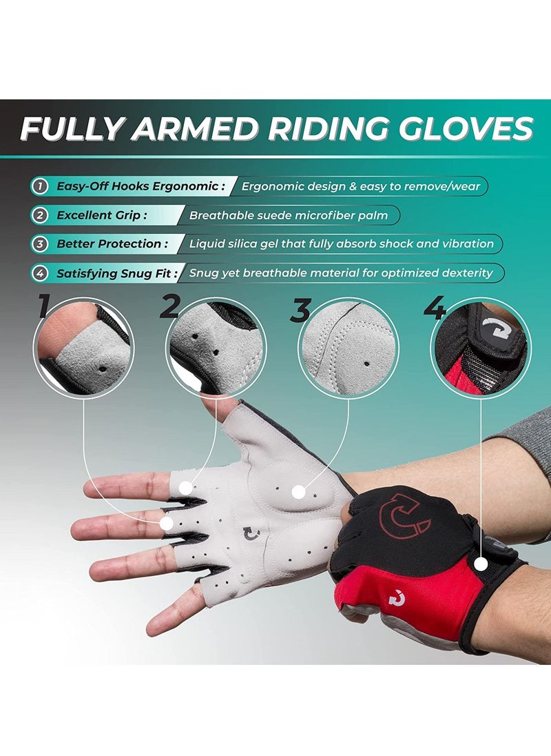 Excefore Cycling Gloves Bicycle Mountain Bike for Men Women Anti Slip Shock Absorbing Padded Breathable Half Finger Short Sports Accessories, XL  - Image 4