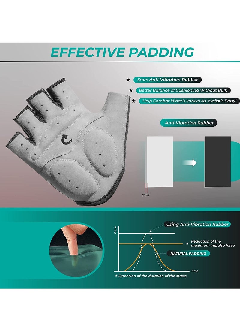 Excefore Cycling Gloves Bicycle Mountain Bike for Men Women Anti Slip Shock Absorbing Padded Breathable Half Finger Short Sports Accessories, XL  - Image 5
