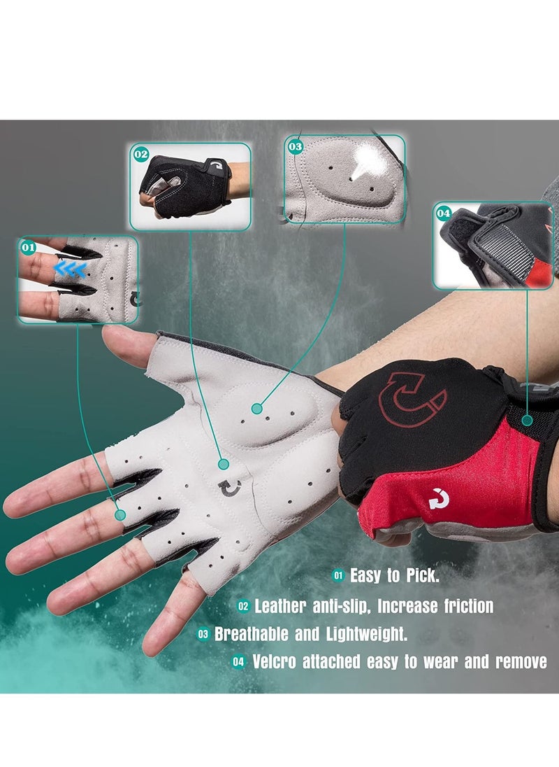 Excefore Cycling Gloves Bicycle Mountain Bike for Men Women Anti Slip Shock Absorbing Padded Breathable Half Finger Short Sports Accessories, XL  - Image 2