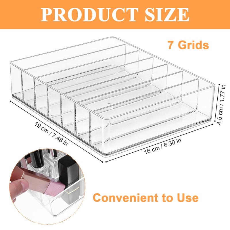 MAYCREATE Make Up Organizers and Storage for Vanity 7 Sections Divided Clear Acrylic Cosmetics Organizer for Drawer and Bathroom - Image 2