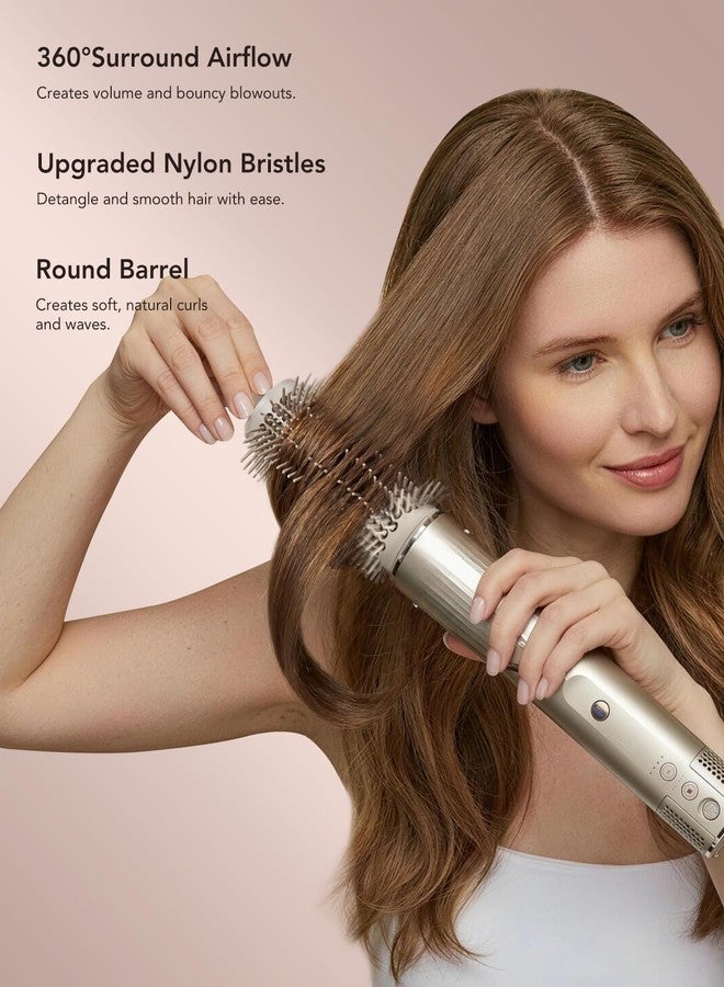 TEXOVYRAX Round Brush Attachment for Shark Flexstyle, Upgraded Firm Bristles Reduce Frizz for Voluminous Bouncy Styles, Fits All HD400 Series Stone - Image 3
