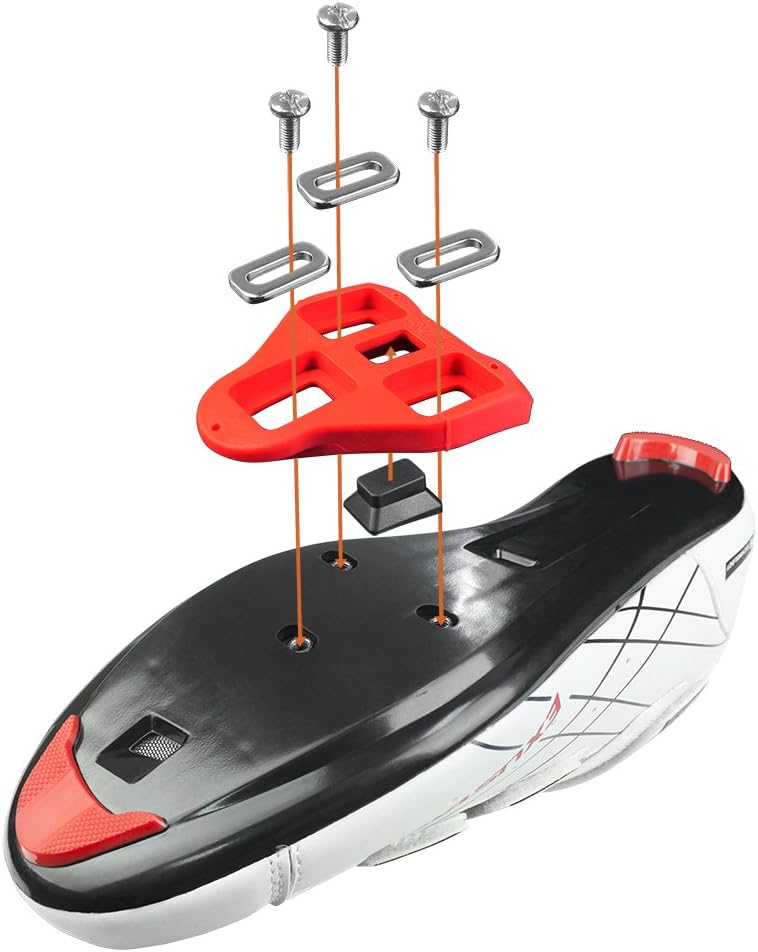 BV Bike Cleats Compatible with Look Delta and Peloton Bike - Adjustable 9 Degree Float System for Ultimate Stability and Power Transfer - Durable Red Metal Cleats for Road and Indoor Cycling Shoes - Image 2