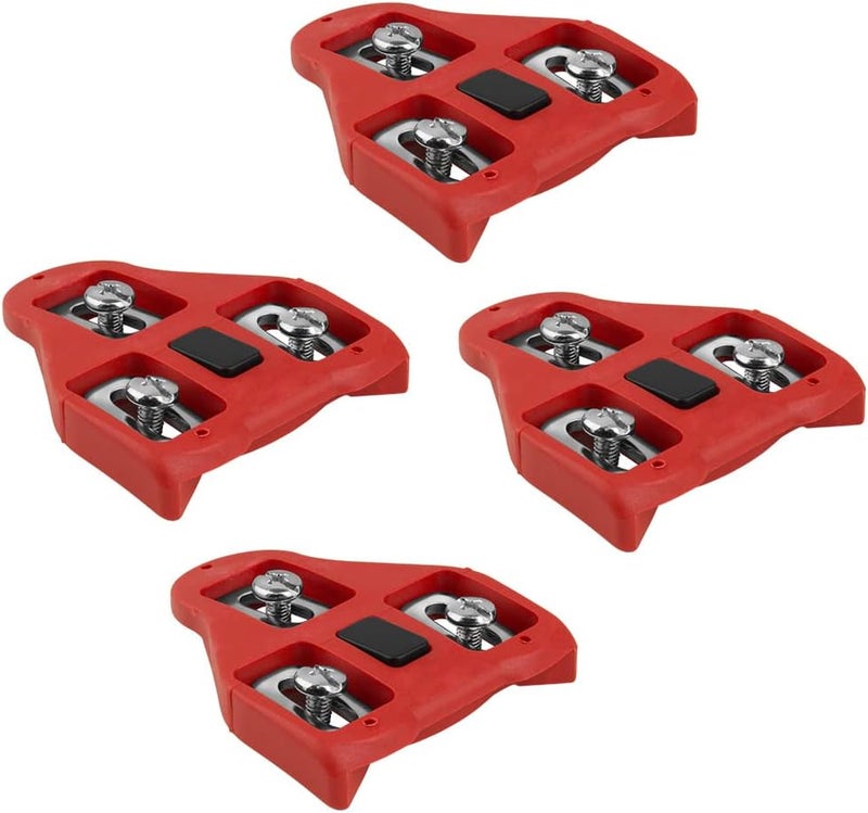 BV Bike Cleats Compatible with Look Delta and Peloton Bike - Adjustable 9 Degree Float System for Ultimate Stability and Power Transfer - Durable Red Metal Cleats for Road and Indoor Cycling Shoes - Image 1