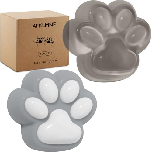 AFKLMNE 2Pack Taba Squishy Cat Paw Sensory Fidget Toys Adults Anxiety Stress Relief Squeeze Toy Soft Cute Kawaii Squishys for Desk School Gray - Image 1
