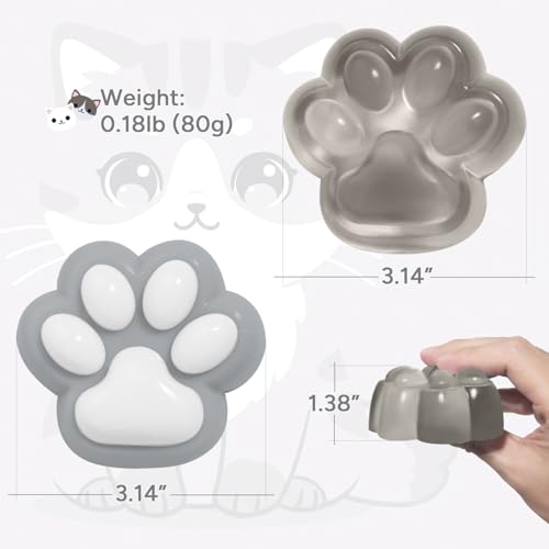 AFKLMNE 2Pack Taba Squishy Cat Paw Sensory Fidget Toys Adults Anxiety Stress Relief Squeeze Toy Soft Cute Kawaii Squishys for Desk School Gray - Image 5