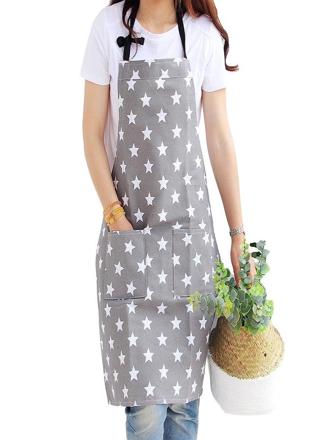 SAMI STUDIOS 100% Cotton Adjustable Bib Cooking Kitchen Aprons Sparkling Stars With Large Pockets,BBQ Drawing Dishwashing Baking Grill Restaurant For Men, Women UNISEX Washable 70x80 Cms (SET OF 1 PC) - Image 1