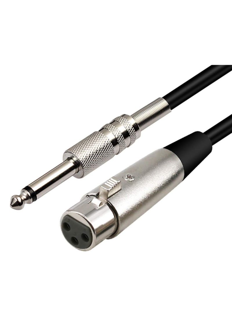 ماركة غير محددة كابل ميكروفون XLR أنثى إلى 1/4 (6.35 مم) TS Mono Jack سلك ميكروفون غير متوازن للميكروفون / الخلاط / المسرح المنزلي وما إلى ذلك (10 أقدام / 3 أمتار، أسود)  - Image 1