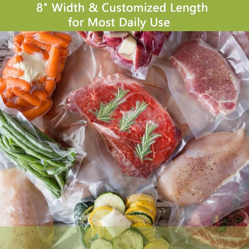 Potane 8 Pack 8"x20'(8Rolls) Thickened Vacuum Sealer Bags For Food, Textures on Both Sides, Smell-Proof, Heavy Duty for , Food Saver, Weston, Sous Vide - Image 4