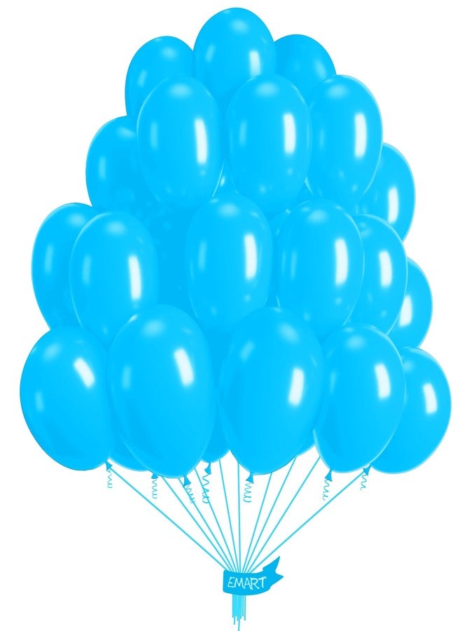 EMART Pastel Blue Balloons 12 Inch with Ribbon, 100 Pack Latex Helium Quaility for Birthday, Party Decoration, Wedding, Baby Shower, Graduation - Image 1