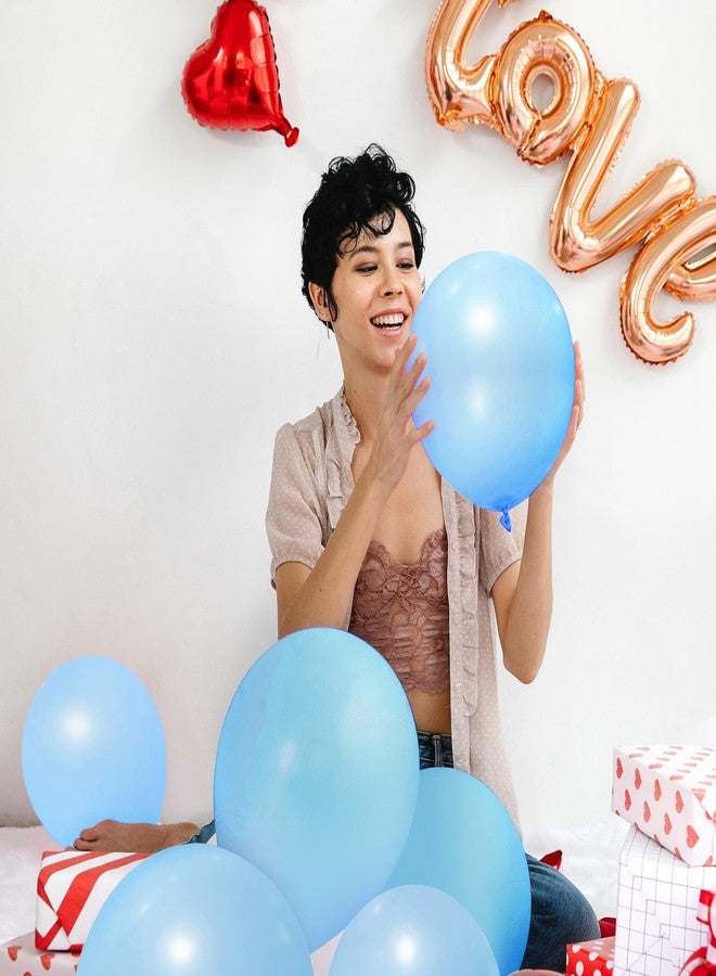 EMART Pastel Blue Balloons 12 Inch with Ribbon, 100 Pack Latex Helium Quaility for Birthday, Party Decoration, Wedding, Baby Shower, Graduation - Image 5