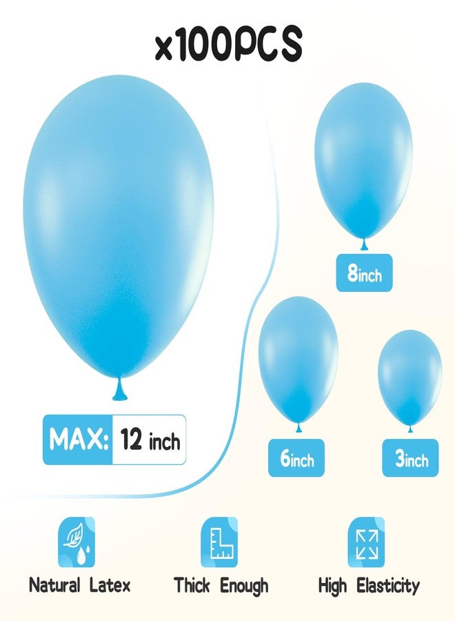 EMART Pastel Blue Balloons 12 Inch with Ribbon, 100 Pack Latex Helium Quaility for Birthday, Party Decoration, Wedding, Baby Shower, Graduation - Image 3