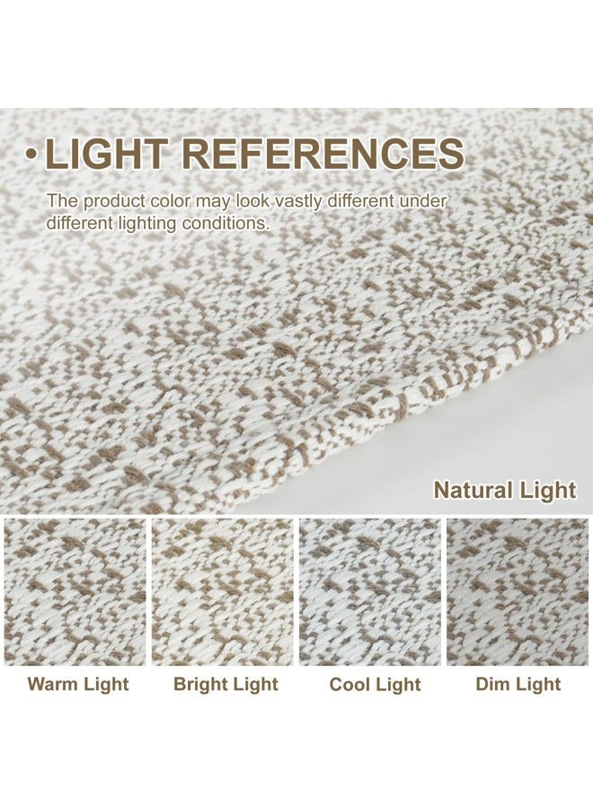 Collive Boho Washable Area Rugs 3x5 Kitchen Area Rugs Rubber Backed Woven Braided Carpet Non-Slip Farmhouse Bedroom Rugs Tan Indoor Front Door Rugs for Entryway Bathroom Balcony, Natural - Image 5