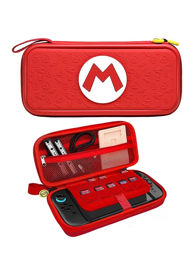 Red Hard Shell Carrying Case for Nintendo Switch – Shockproof Portable Travel Bag with Game Card Slots, Protective Console Pouch & Soft Lining - Image 3