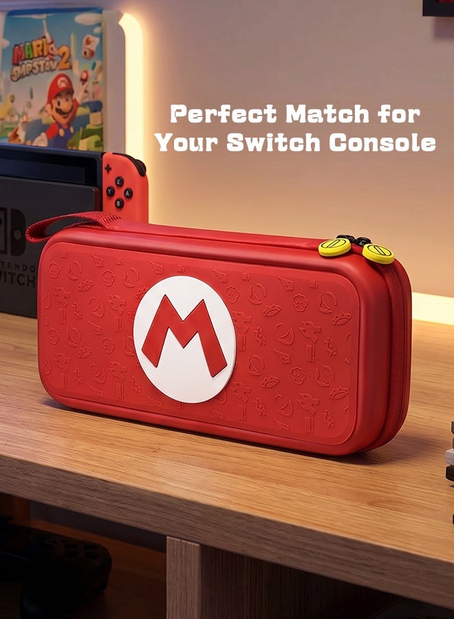 Red Hard Shell Carrying Case for Nintendo Switch – Shockproof Portable Travel Bag with Game Card Slots, Protective Console Pouch & Soft Lining - Image 1