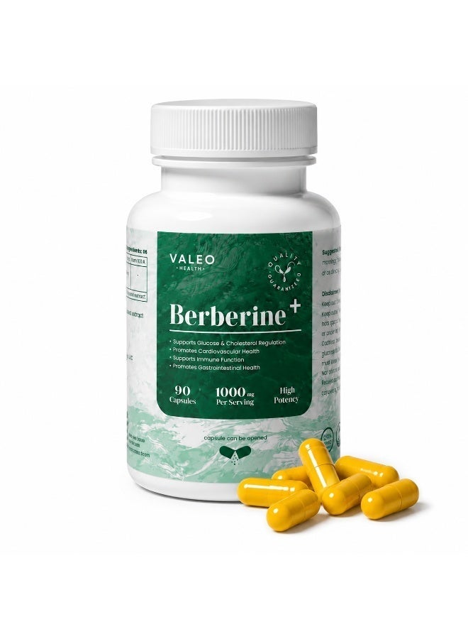 Valeo Berberine+ | 1000mg Berberine HCl | 96%+ Purity | 90 Capsules - Image 1
