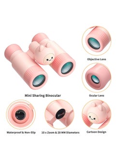 Generic Sharing Binoculars for Kids, 10x28 Kids Binoculars for 3-12 Years Boys and Girls, Detachable Compact Binoculars, Birthday Presents Back to School Gifts for Kids (Pink)  - Image 2