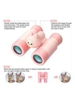 Generic Sharing Binoculars for Kids, 10x28 Kids Binoculars for 3-12 Years Boys and Girls, Detachable Compact Binoculars, Birthday Presents Back to School Gifts for Kids (Pink)  - Image 3
