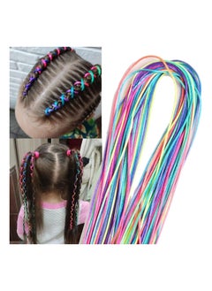 48Pcs Colorful Hair Wrap String, For Braided Assorted Gradient Color Hair Rope Band, Multi Rainbow Mixed String Hair Wrap Hair Braiding Strings for Hip Hop DIY Braided Hair Accessories