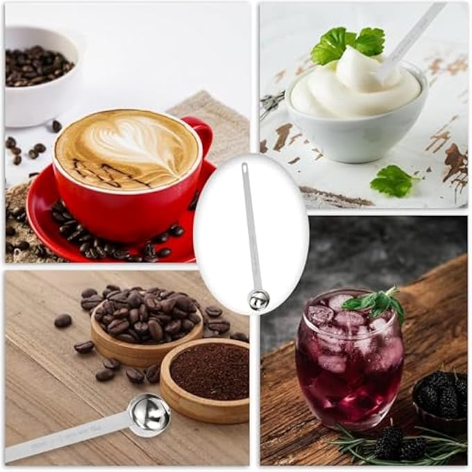 ريحني ملعقة كبيرة من ملعقة قهوة، مقبض طويل ملعقة قياس من الفولاذ المقاوم للصدأ ملعقة كبيرة ملعقة كبيرة للقياس، ملعقة قهوة 15 مل ملعقة قهوة فضية بحجم واحد - Image 2