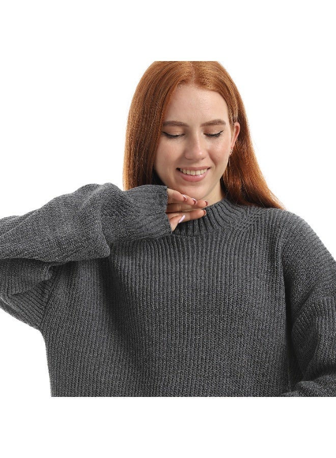 Caesar Women's plain wool sweater with a round neck - Image 4