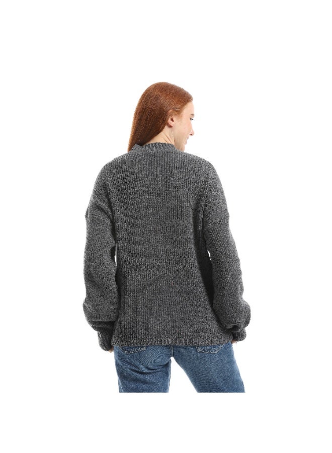 Caesar Women's plain wool sweater with a round neck - Image 2