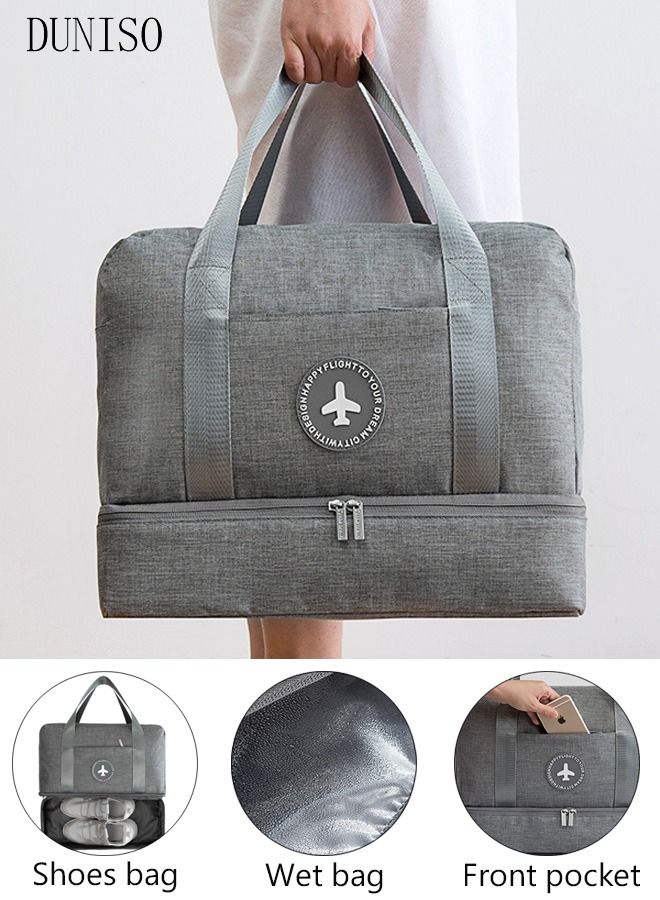 DUNISO Gym And Travel Storage Bag With Shoe Compartment Water Resistant  Travel Duffel Bag with Wet Pocket for Men and Women Lightweight - Image 1