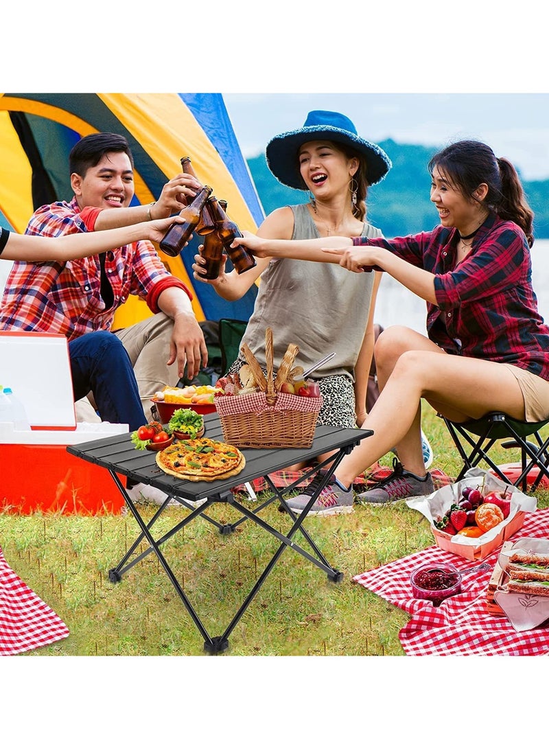 KUYING Portable Camping Table - Ultra light small folding table with aluminum top and carrying bag, outdoor, picnic, barbecue, cooking, home beach table (black) - Image 2
