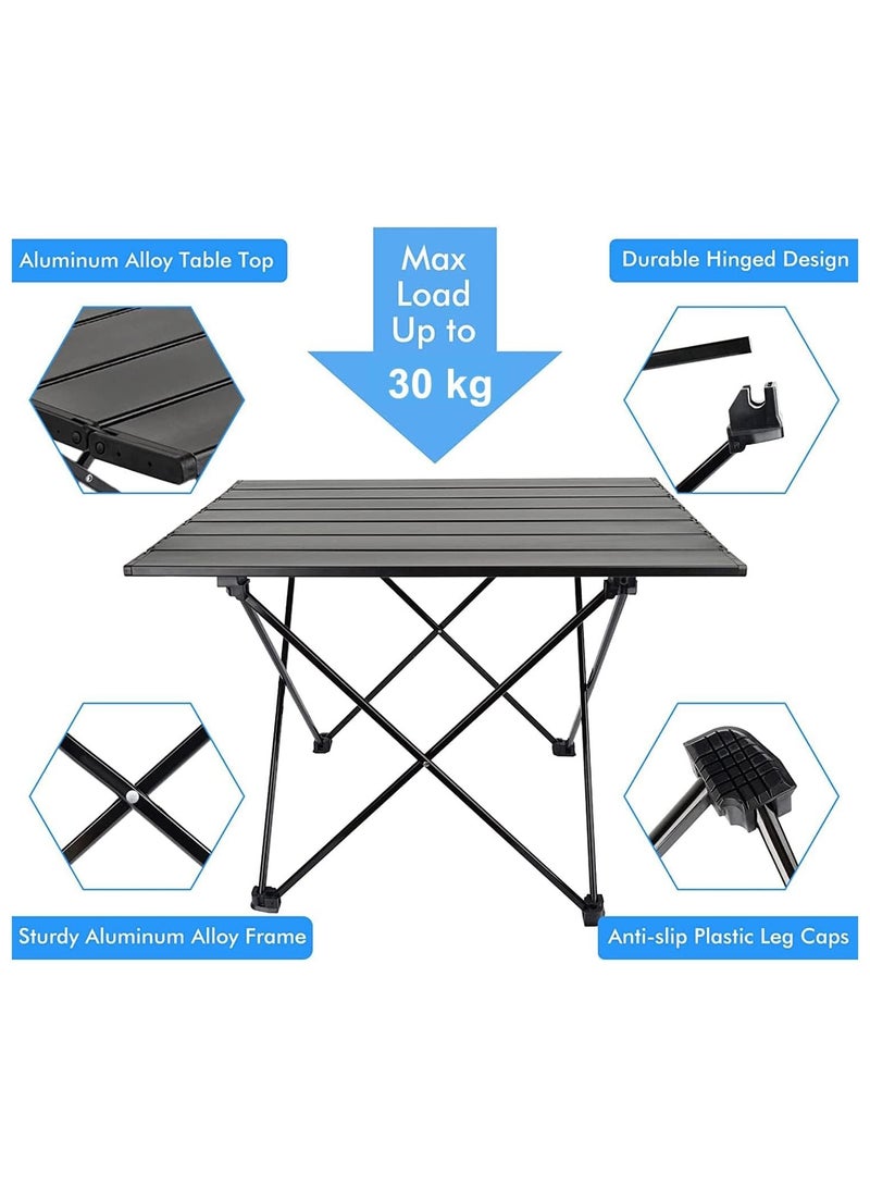 KUYING Portable Camping Table - Ultra light small folding table with aluminum top and carrying bag, outdoor, picnic, barbecue, cooking, home beach table (black) - Image 4
