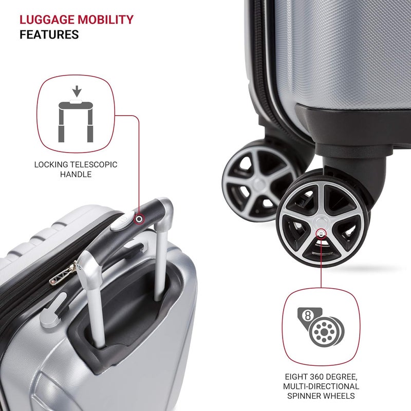 SWISSGEAR حقائب سفر سويس جير 7585 الصلبة القابلة للتوسيع مع عجلات دوارة فضية مقاس متوسط 23 إنش - Image 2