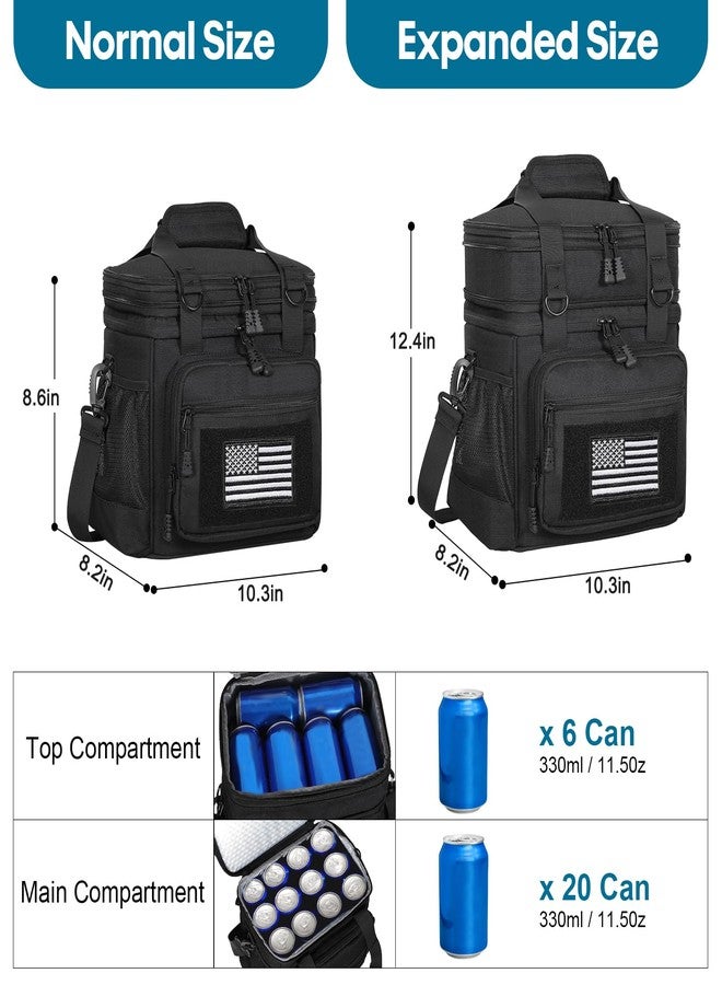 GLENKEY Double Deck Insulated Lunch Box, Expandable Large Lunch Bag Leakproof Cooler Bag Lunch Pail for Men Women Adults Work Shifts Travel Daytrip, 16L, Black - Image 5
