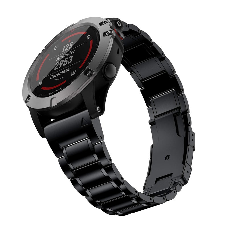Baihui Band Compatible with Fenix 8 51mm/ Fenix 7X/ Fenix 6X Band, 26mm Titanium Metal Band Quick Fit Replacement Strap for Garmin Fenix 7X/ 6X Pro/ 5X/ 5X Plus/Enduro 3/tactix 7 Bands, Black - Image 1