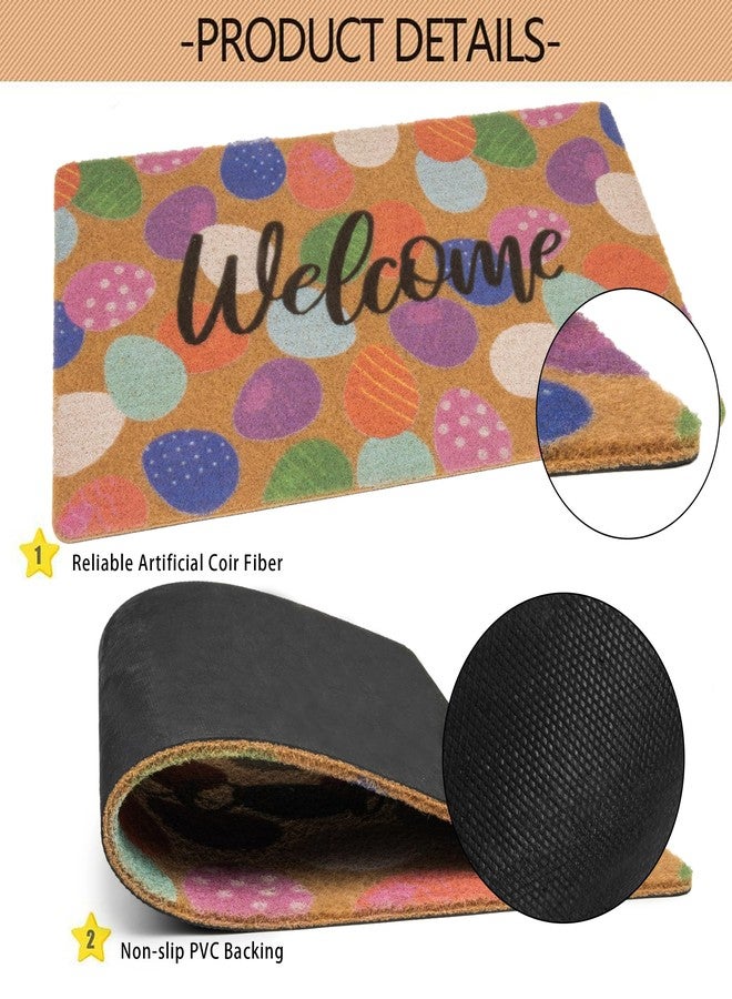 OVOY Spring-Easter-Weclome-Doormat Outdoor-Entrance - Faux-Coir Non-Slip Easter-Egg Front-Door-Mat Christmas Decor 17''x30'' - Image 2