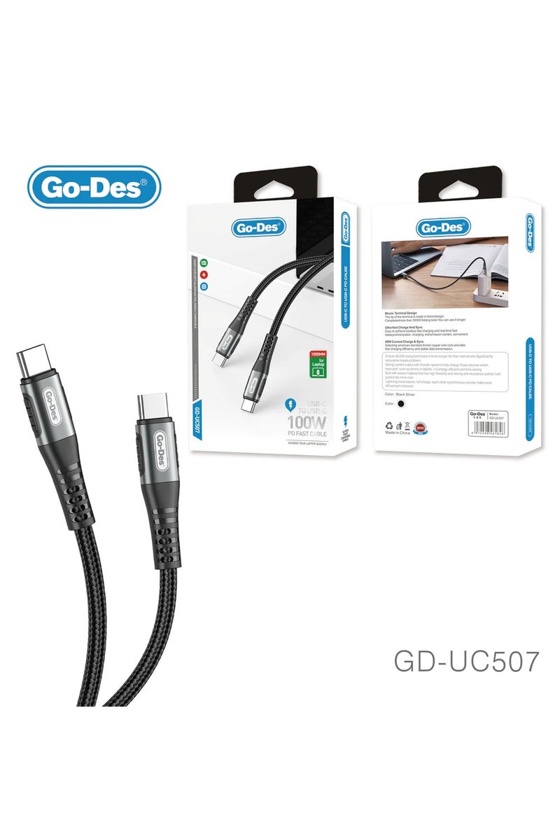 GO-DES GD-UC507 3FT PD 60w USB C to USB Type C for IPAD Pro Samsung S20 PD 60W Cable for MacBook iPad Pro Quick Charger - Image 1