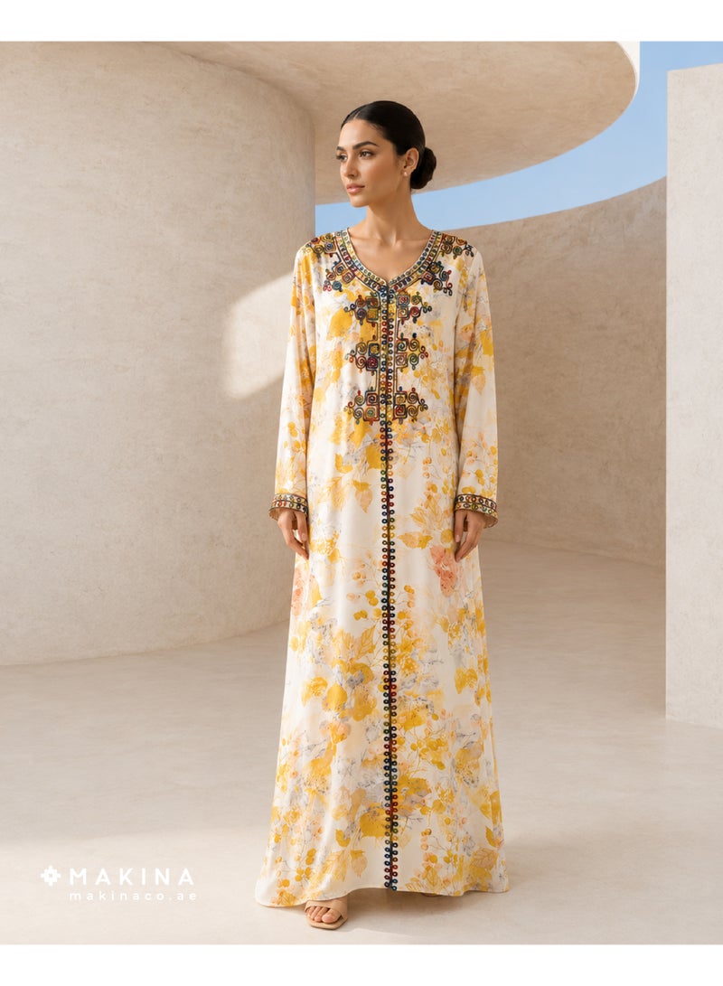 MAKINA Cotton Mukhawar with Moroccan Brim Embroidery - Image 1